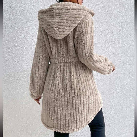 Cozy teddy Button Down Hoodie Jacket Coat - Picture 4 of 6